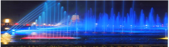 安裝了水景燈的噴泉水池 安裝了水景燈的噴泉水池