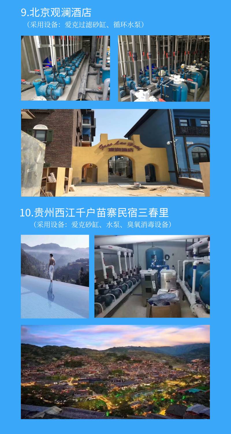 黔東南三春里高端民宿采用愛克全套泳池水處理設備